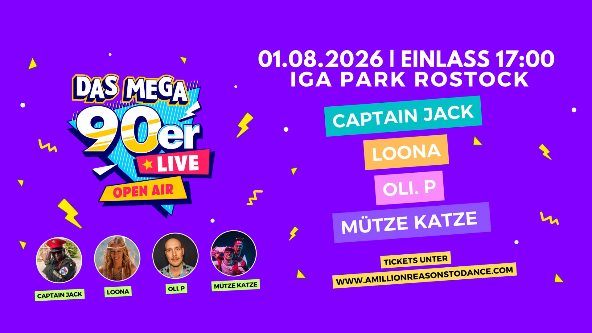 Das MEGA 90er Live Open Air – IGA Park Rostock 2026 – Freikarten für 1. August 2026